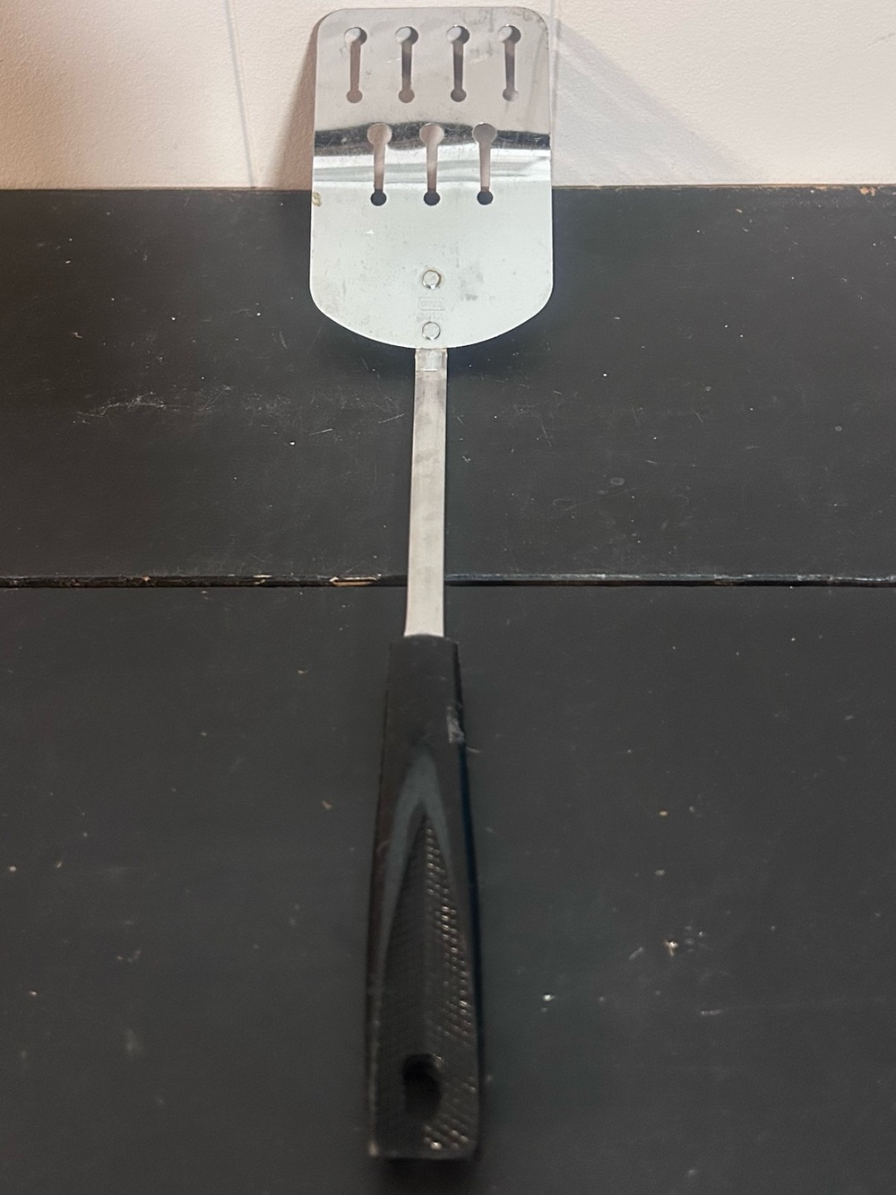 Vintage EKCO Slotted Turner Spatula Chromium Plated USA Black Handle 13 Inch IUC
